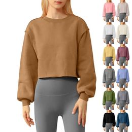 Women's Hoodies Crew Neck Pullover Short Long Crop Fall Sweaters Women Fleece For Ladies Over