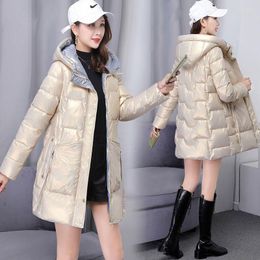 Women's Down GRELLER Winter Thicken Puffer Coat Glossy Warm Hooded Long Cotton Padded Jacket Ladies Parkas