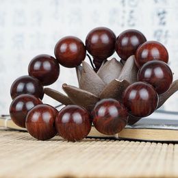 Strand Natural Lao Laotian Sour Branch Old Red Wood Buddha Beads Big High Density Black Sandalwood Hand Bracelet