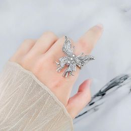 Cluster Rings KOFSAC Chic Personality Liquid Pattern Butterfly Ring For Women 925 Sterling Silver Jewellery Glamorous Gift