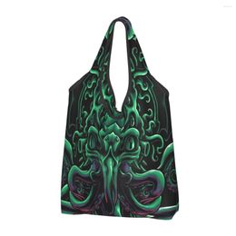 Shopping Bags Cool Lovecraft Cthulhu Groceries Tote Bag Fashion The Old God Of R'lyeh Graphic Shopper Shoulder Handbags