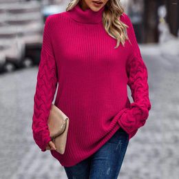 Women's Sweaters 2023 Autumn Winter Pullover Tops Women Button Design Knitted Turtleneck Sweater For Loose Female Jumpers