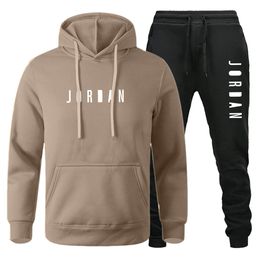 New Men Women Tracksuit Brand Letter Print Fashion Sets Casual Pullover 15 Color Warm Tracksuit 2 Piece Hoodies Sweatshirts And Sweatpants Set