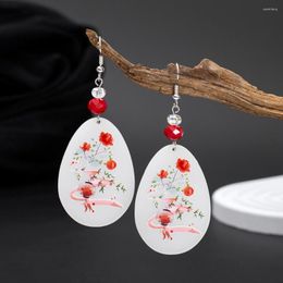 Dangle Earrings Fashion Fresh Pure Style Flower Printing Acrylic Drop For Women Aesthetic Trend Products Girls Jewellery Party Gift