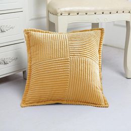 Pillow Easy Care Case Cozy Corduroy Christmas Covers Striped Bordered Soft Square Cases For Festive Home Decor