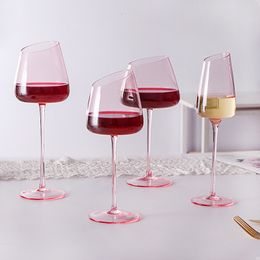 Wine Glasses 421Pcs Unique Hand Blown Crystal Glass Goblet European Pink Stemmed Sparkling Champagne Cup for Wedding Party Gifts 230818