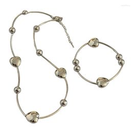 Chains Simple Beaded Necklaces/Bracelet Alloy Heart Ball Collar Necklace/Bracelet Clavicle Chain Choker Party Jewellery For Women