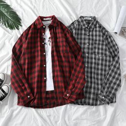 Men's Casual Shirts 2023 Spring Autumn Long Sleeve Plaid Shirt Men Slim Fit Cotton Clothing Fashion Streetwear Top