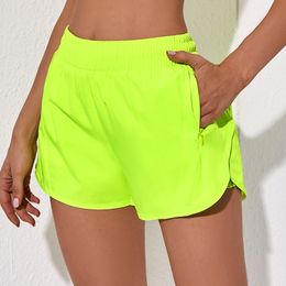 womens Yoga Outfits High Waist Shorts comfortable cotton Exercise Short Pants Fitness Wear Girls Running Elastic Pants Sportswear Lined Drawstring L6