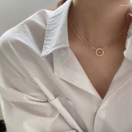 Chains Spliced Circle Collar Chain 2023 Women's Necklace Light Luxury And Small Design Sense Ins Cool Style Accessories