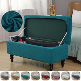 Chair Covers Polar Fleece Storage Stool Cover Stretch Piano Ottoman Footstool Non-Slip Rectangle Bedroom Footrest Slipcover Home Decor