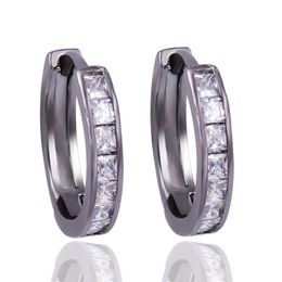 Luxury Square Cubic Zirconia Circle Hoop Earrings for Women Silver Color Fashion Versatile Lady Ear Rings Trend Jewelry gift