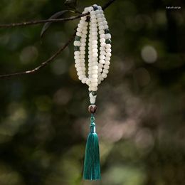 Strand Original White Jade Bodhi Root Necklace Bracelet Retro Hand String Female Buddha Beads 108 Religious Rosary Tassels