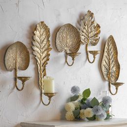 Candle Holders Assorted Gold Leaf Wall Sconces Vintage Room Decoration