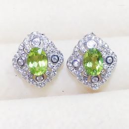 Stud Earrings Natural Real Green Peridot Earring 5 7mm 0.95ct 2pcs Gemstone 925 Sterling Silver Fine Jewelry For Men Or Women X229204