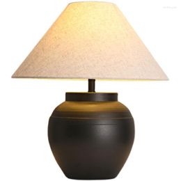 Table Lamps Pottery Pot Lamp Black Retro B & Hall High-End Decoration Chinese Villa Living Room
