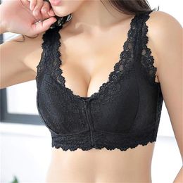 Wireless Posture Corrector Lift Up Bra Lace Front Zipper Women Vest Bralet Top Bras253g