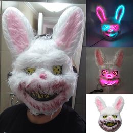 Party Masks Cosplay Bloody Rabbit Plush Bunny Mask Decorative Festival Mask Bloody Bear Headgear Performance Prop Halloween Horror Mask 230820