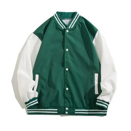 Men's Jackets Hip-hop Style Jacket Streetwear Baseball Jackets Stylish Contrast Color Coats with Elastic Cuffs for Men's Spring Fall Fashion 230818