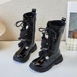 Botas crianças meninas botas longas 26-36 tênis de inverno botas de couro crianças garotas menina ao ar livre sapato casual adolescente botas 230821