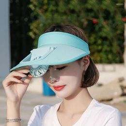 Berets Outdoor Camping Solar Travel Sport Cap Sunscreen Hat Novelty Fan Cooling Sun Visors