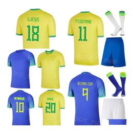 Yoga Outfit Men Kids National Team Brazils Soccer Jersey 22 Richarlison Raphinha Philippe Coutinho Thiago Sia Lucas Paqueta Marquinh Dhjsn