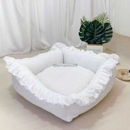 Other Pet Supplies Cat Bed Small Gog Bed Cute Lace Puppy Square Sleeping Cushion Bed Cat Sofa Warming Dog Nest with Washable Pet Bed HKD230821