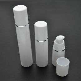 50pcs 15ml Cylindrical Silver Edge Plastic Emulsion Airless Pump Mini Bottle Empty Cosmetic Sample Packaging Container SPB101 Acfxs