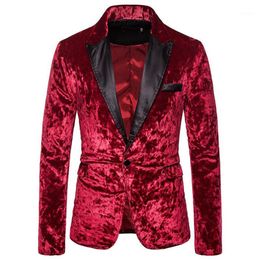 Red Velvet One Button Dress Blazer Men 2019 Brand New Nightclub Prom Men Suit Jacket Party Wedding Stage Singers Costume Homme1302x