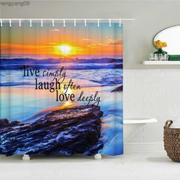 Shower Curtains 2023 Sunshine Ocean Beach Shower Curtain Natural Beauty Home Decor Aesthetic Bathroom Accessories Bathroom Waterproof Curtains R230821