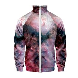 Men s Jackets 2023 Arrival Galaxy Universe Loose Fit Stand Collar Zip up Jacket for Men Clothing 230821