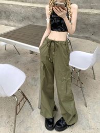 Women's Pants Deeptown Y2k Vintage Green Cargo Women Hippie Kpop Oversize Black Baggy Trousers Cyber Punk Harajuku Wide Leg Pantalons