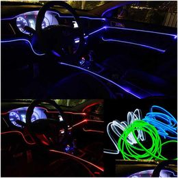 Other Auto Electronics 3/5M El Cold Line Flexible Car Lights 12V Led Neon Wire Lamps On Light Strip Interior Decoration Drop Deliver Dhe5D