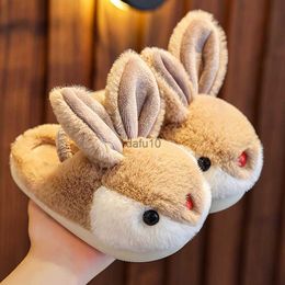 Slippers Children's Cotton Slippers Boys Girls' Cartoon Cute Rabbits Plus Warm Home Slippers Antiskid Baby Shoes Kids Winter Shoes HKD230821