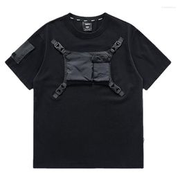 Men's T Shirts Fashion Techwear With Pockets High Street Summer Short Sleeve Tactical Cargo Tees Tops For Male
