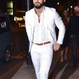 2020 Fashion White Mens Suits Casual Terno Slim Fit 2 Pieces Custom Blazer Tuxedo suit wedding suits for men Jacket Pants306f