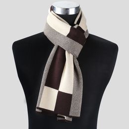 Scarves Casual Men Scarf Warm Neckercheif Business Plaid Kint Cotton Wraps Male Sjaal Foulard 230818