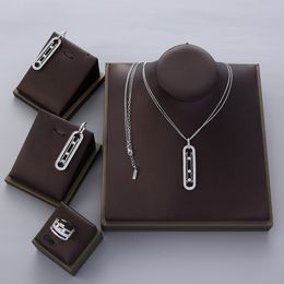Earrings Necklace Luxury Geometry Double Long Chain Stackable Pendant Necklace Earring Ring Set Full Cubic Zircon Charm Women Jewelry Gift EH604 230818