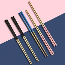 Dinnerware Sets 1 Pair Reusable Chopsticks Metal Korean Chinese Stainless Steel Chop Sticks Antibacterial Simple For Kitchen