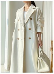 Womens Wool Blends Winter Cashmere Coat High end Luxury Double breasted Classic Camel Mid length Thickened 101801 Women 230818