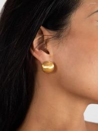 Dangle Earrings Chunky Gold Satement Stud For Women Lightweight Brushed Silver Plated Minimalist Big Round Studs