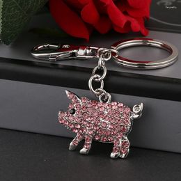 Keychains 2023 Brand Pig Wings Crystal Rhinestone Key Chain Holder Women Car Ysk069 Gift Bag Pendant