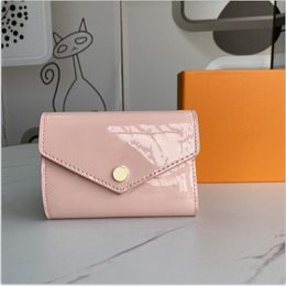18015 Patent Leather Short Wallet Fashion Wallets For Lady High Quality Shinny Card Holder Coin Purse Women Classic Zipper Pocket291U