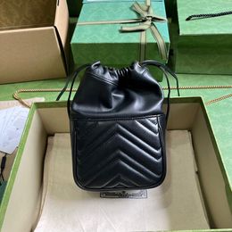 138 ACE Marmont Mini Bucket Bags 10A Digner Drawstring Bags 20cm High Imitation Shoulder Bags With Box ZG024