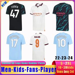 22 23 24 New MANs cities GREALISH PHILLIPS Soccer 2023 2024 HAALAND DE BRUYNE Fans player Women's kids Football Jerseys Thai version