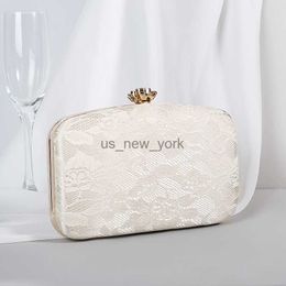 Evening Bags 2023 Female Bag Lace Evening Clutch Purse Handbags Luxury Designer Metal Rose Button Shoulder Bag Chain Bride Wallet HKD230821