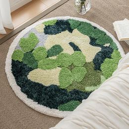 Carpets 3D Moss Round Tufting Rug Soft Luxury Thicken Colourful Chair Cushion Pad Bedroom Anti-slip Area Door Floor Mats Carpet