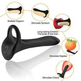 G-Spot Vibrator With toyCouple Cockring Penis Erection Long Lasting Vagina Clitoris Stimulate Nipples Massager Orgasm Adult Sex Q0309f