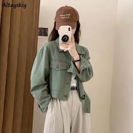 Women's Jackets Women Spring Design Denim Fashion Solid Leisure Korean Style Outwear Students Basic Streetwear Turn-down Collar Daily