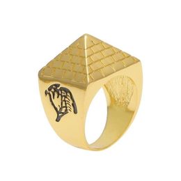 Band Rings Mens Hip Hop Gold Ring Jewelry Fashion Egypt Pyramid Punk Retro Alloy Metal Drop Delivery Dhqfl Dhfzw